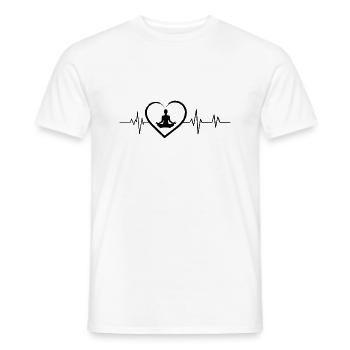 battement de cœur yoga - T-shirt homme - blanc - Devant - AI Model Male 178 dark (178cm)