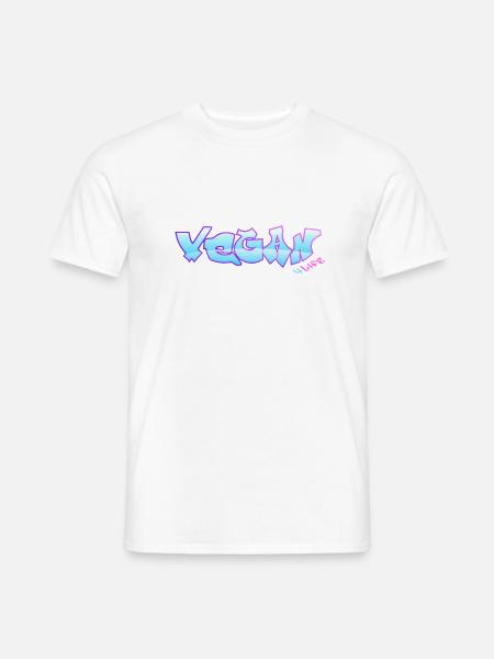 Vegan4Life Graffiti vaporwave - Männer T-Shirt - Weiß