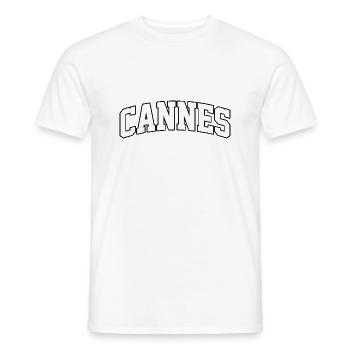 Cannes logo: Collegiate design with a glamorous style - Men's T-Shirt - white - Front - AI Model Male 178 dark (178cm)