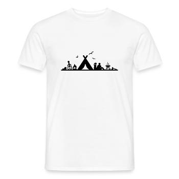 Freizeit - Camping Zelten Lagerfeuer - Männer T-Shirt - Weiß - Vorne - AI Model Male 178 dark (178cm)