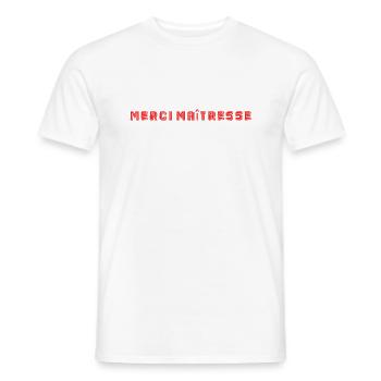 MERCI. THANKS. THANK YOU. ANNIVERSAIRE. NAISSANCE. - T-shirt homme - blanc - Devant - AI Model Male 178 dark (178cm)