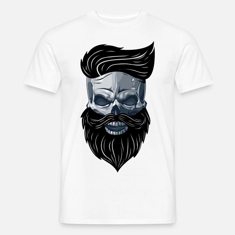 Beardy Beard Bart Man Skull Geschenkidee - Männer T-Shirt - Weiß