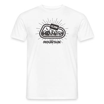 Climbing on any mountain mountaineering or bouldering - Men's T-Shirt - white - Front - AI Model Male 178 dark (178cm)