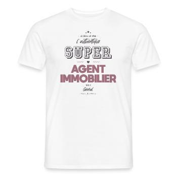 L authentique super agent immobilier - T-shirt homme - blanc - Devant - AI Model Male 178 dark (178cm)