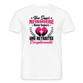 Humour infirmière retraitée, Cadeau retraite - T-shirt homme - blanc - Devant - AI Model Male 178 dark (178cm)