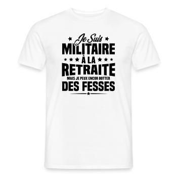 Humour Cadeau Je suis Militaire À La Retraite - T-shirt homme - blanc - Devant - AI Model Male 178 dark (178cm)