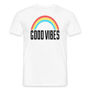 Good Vibes Regenbogen - Männer T-Shirt - Weiß - Vorne - AI Model Male 178 dark (178cm)