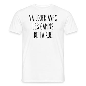 va jouer avec les gamins de ta rue - T-shirt homme - blanc - Devant - AI Model Male 178 dark (178cm)