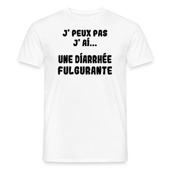 J'peux pas j'ai une Diarrhée Fulgurante - T-shirt homme - blanc - Devant - AI Model Male 178 dark (178cm)