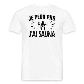 je peux pas j'ai sauna - T-shirt homme - blanc - Devant - AI Model Male 178 dark (178cm)
