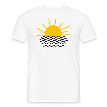 Rising sun over water - Men's T-Shirt - white - Front - AI Model Male 178 dark (178cm)