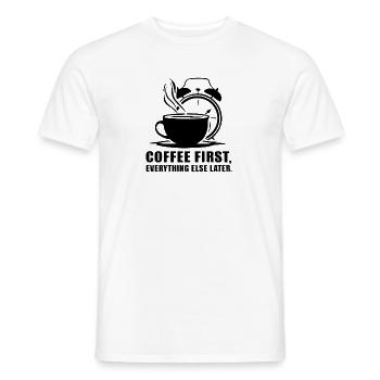 D’abord le café, puis tout le reste - T-shirt homme - blanc - Devant - AI Model Male 178 dark (178cm)