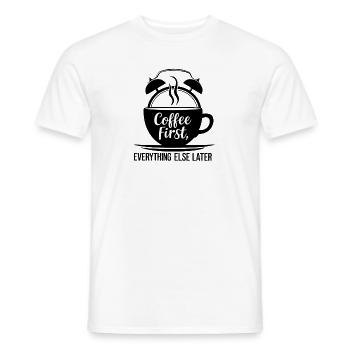 D’abord le café, puis tout le reste - T-shirt homme - blanc - Devant - AI Model Male 178 dark (178cm)