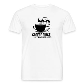 D’abord le café, puis tout le reste - T-shirt homme - blanc - Devant - AI Model Male 178 dark (178cm)