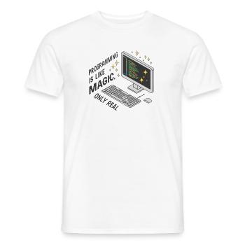 La programmation est comme de la magie, mais réelle. - T-shirt homme - blanc - Devant - AI Model Male 178 dark (178cm)