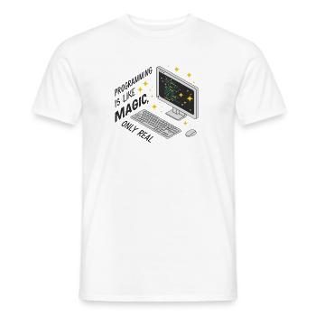 La programmation est comme de la magie, mais réelle. - T-shirt homme - blanc - Devant - AI Model Male 178 dark (178cm)