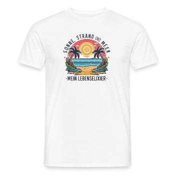 Sun, beach and sea - my elixir of life - Men's T-Shirt - white - Front - AI Model Male 178 dark (178cm)