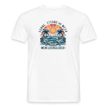 Sun, beach and sea - my elixir of life - Men's T-Shirt - white - Front - AI Model Male 178 dark (178cm)