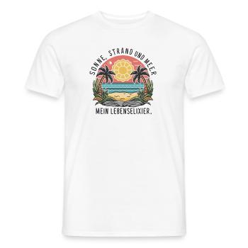 Sun, beach and sea - my elixir of life - Men's T-Shirt - white - Front - AI Model Male 178 dark (178cm)