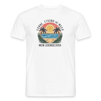 Sun, beach and sea - my elixir of life - Men's T-Shirt - white - Front - AI Model Male 178 dark (178cm)