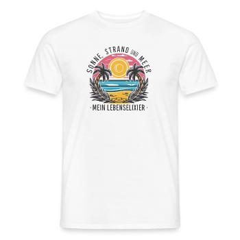 Sun, beach and sea - my elixir of life - Men's T-Shirt - white - Front - AI Model Male 178 dark (178cm)
