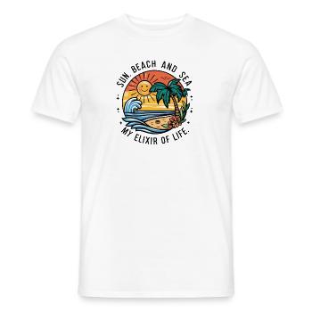 Sun, beach and sea - my elixir of life - Men's T-Shirt - white - Front - AI Model Male 178 dark (178cm)