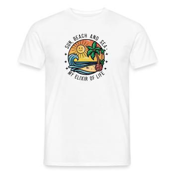 Sun, beach and sea - my elixir of life - Men's T-Shirt - white - Front - AI Model Male 178 dark (178cm)