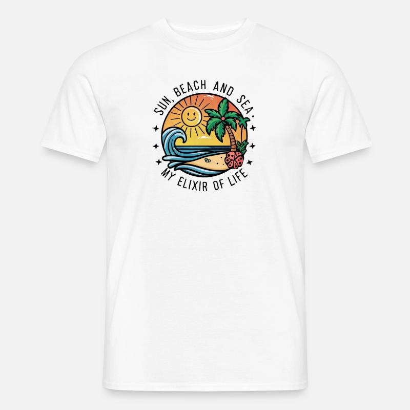 Le soleil, la plage et la mer - mon élixir de vie - T-shirt homme - blanc