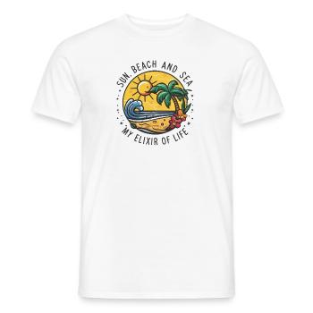 Sun, beach and sea - my elixir of life - Men's T-Shirt - white - Front - AI Model Male 178 dark (178cm)