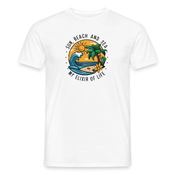 Sun, beach and sea - my elixir of life - Men's T-Shirt - white - Front - AI Model Male 178 dark (178cm)
