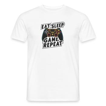 Eat, Sleep, Game, Repeat - Männer T-Shirt - Weiß - Vorne - AI Model Male 178 dark (178cm)