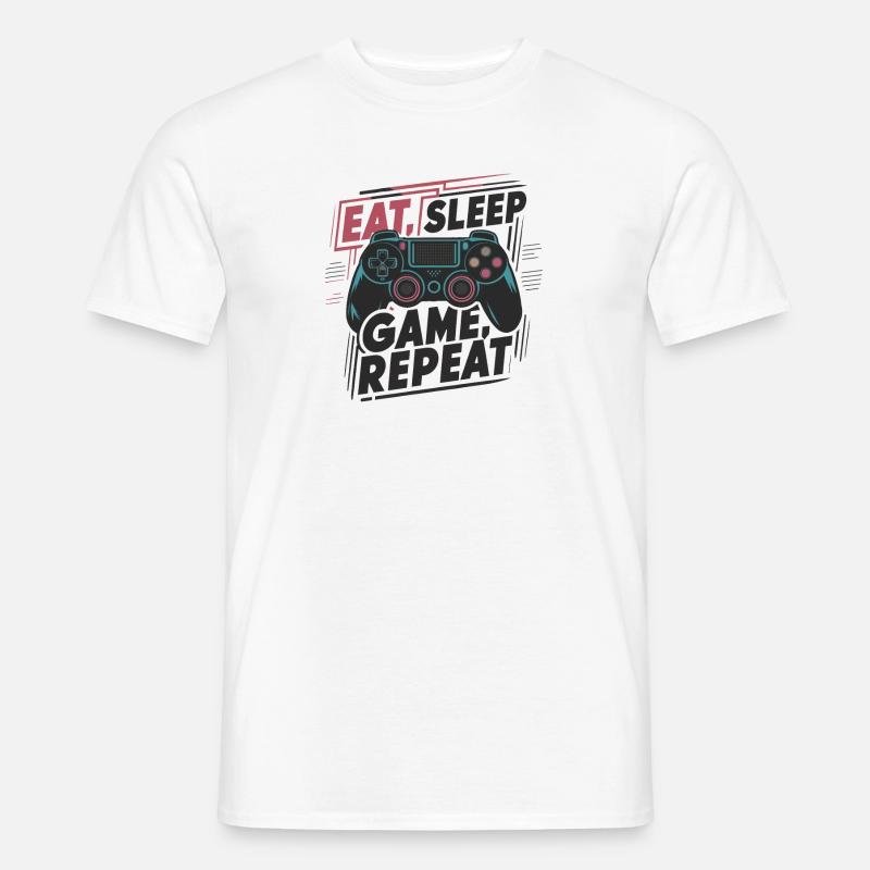 Eat, Sleep, Game, Repeat - Männer T-Shirt - Weiß