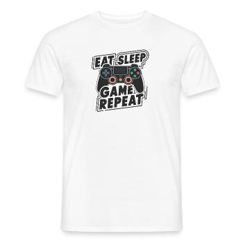 Eat, Sleep, Game, Repeat - Men's T-Shirt - white - Front - AI Model Male 178 dark (178cm)
