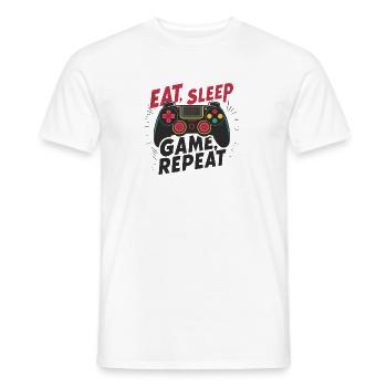 Eat, Sleep, Game, Repeat - Männer T-Shirt - Weiß - Vorne - AI Model Male 178 dark (178cm)