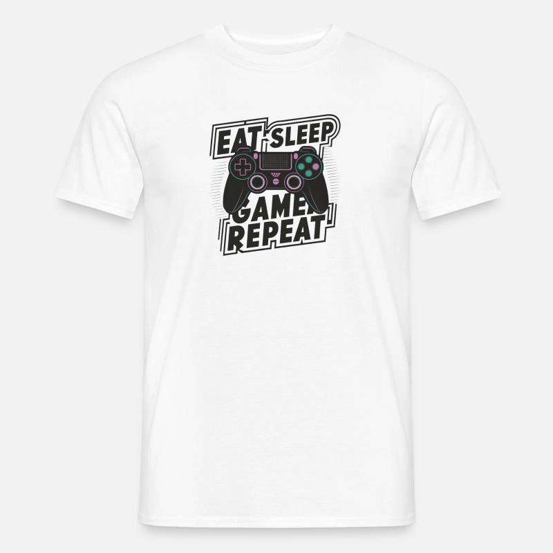 Manger, dormir, jouer, répéter - T-shirt homme - blanc