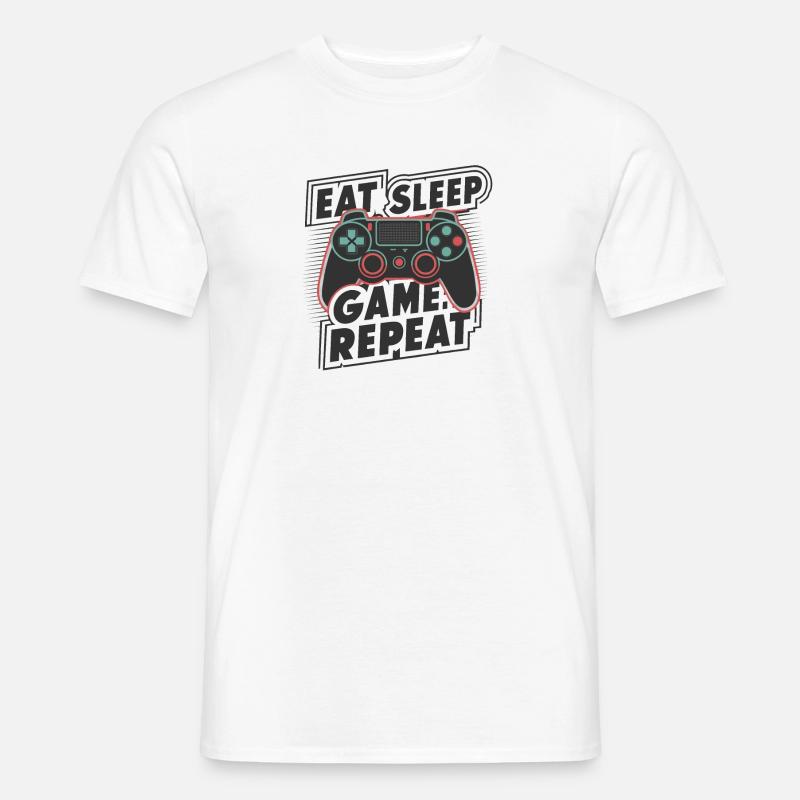 Eat, Sleep, Game, Repeat - Männer T-Shirt - Weiß
