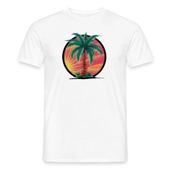 Tropical palm tree at sunset – holiday motif - Men's T-Shirt - white - Front - AI Model Male 178 dark (178cm)