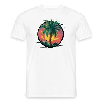 Tropical palm tree at sunset – holiday motif - Men's T-Shirt - white - Front - AI Model Male 178 dark (178cm)