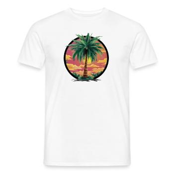 Tropical palm tree at sunset – holiday motif - Men's T-Shirt - white - Front - AI Model Male 178 dark (178cm)
