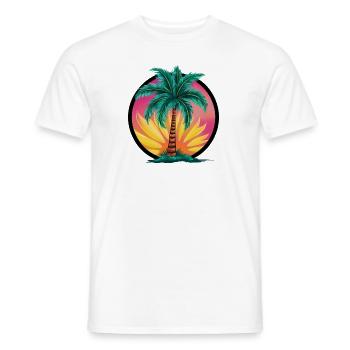 Tropical palm tree at sunset – holiday motif - Men's T-Shirt - white - Front - AI Model Male 178 dark (178cm)