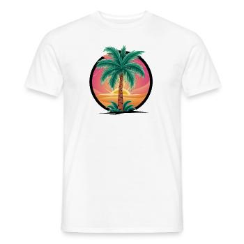 Tropical palm tree at sunset – holiday motif - Men's T-Shirt - white - Front - AI Model Male 178 dark (178cm)