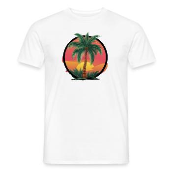 Tropical palm tree at sunset – holiday motif - Men's T-Shirt - white - Front - AI Model Male 178 dark (178cm)