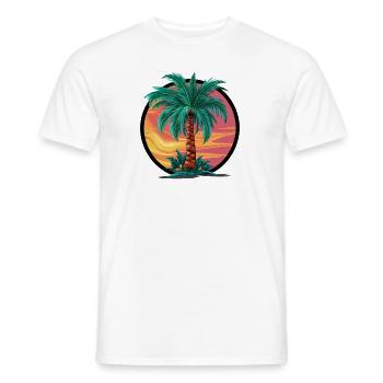 Tropical palm tree at sunset – holiday motif - Men's T-Shirt - white - Front - AI Model Male 178 dark (178cm)