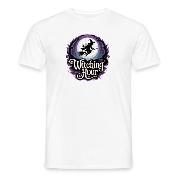 Sorcière à la pleine lune – L’heure des sorcières - T-shirt homme - blanc - Devant - AI Model Male 178 dark (178cm)