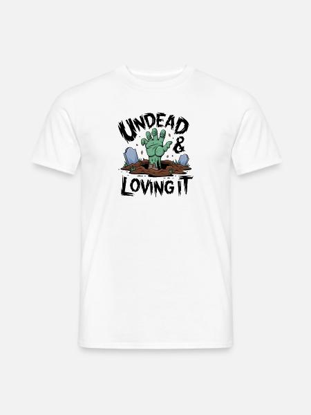 Zombie-Hand - Undead & Loving It - Männer T-Shirt - Weiß