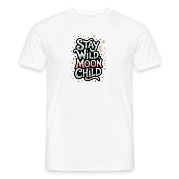 « Reste sauvage, enfant de la lune - Lune et étoiles » - T-shirt homme - blanc - Devant - AI Model Male 178 dark (178cm)