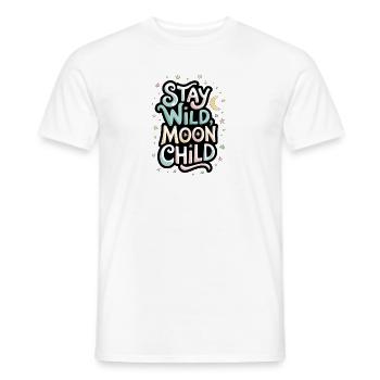 « Reste sauvage, enfant de la lune - Lune et étoiles » - T-shirt homme - blanc - Devant - AI Model Male 178 dark (178cm)