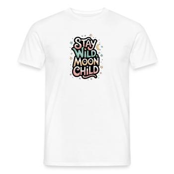 « Reste sauvage, enfant de la lune - Lune et étoiles » - T-shirt homme - blanc - Devant - AI Model Male 178 dark (178cm)