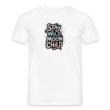 « Reste sauvage, enfant de la lune - Lune et étoiles » - T-shirt homme - blanc - Devant - AI Model Male 178 dark (178cm)