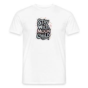 « Reste sauvage, enfant de la lune - Lune et étoiles » - T-shirt homme - blanc - Devant - AI Model Male 178 dark (178cm)